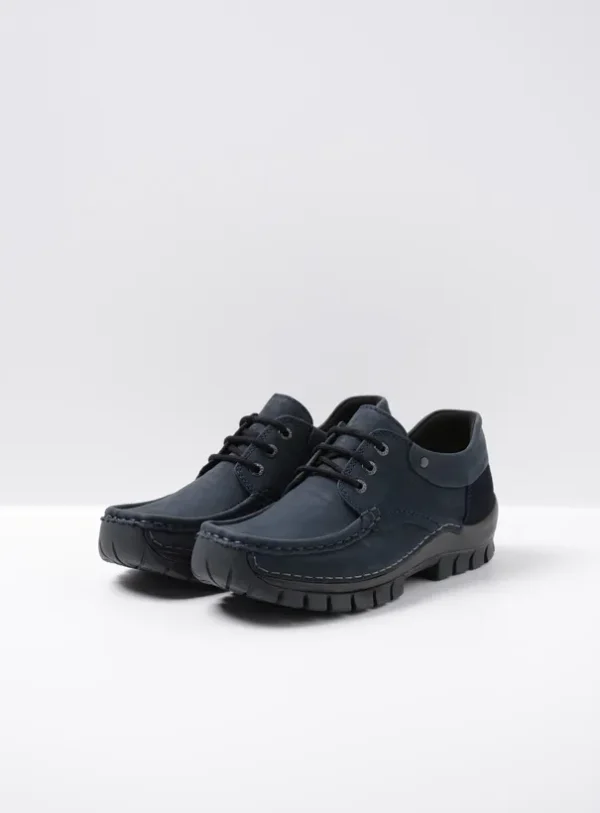 Wolky Fly - blauw nubuck Veterschoenen voor dames
