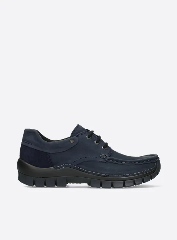 Wolky Fly - blauw nubuck Veterschoenen voor dames