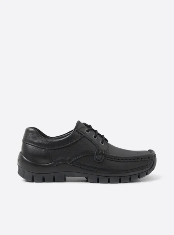 Wolky Seamy Fly - zwart leer Veterschoenen voor dames