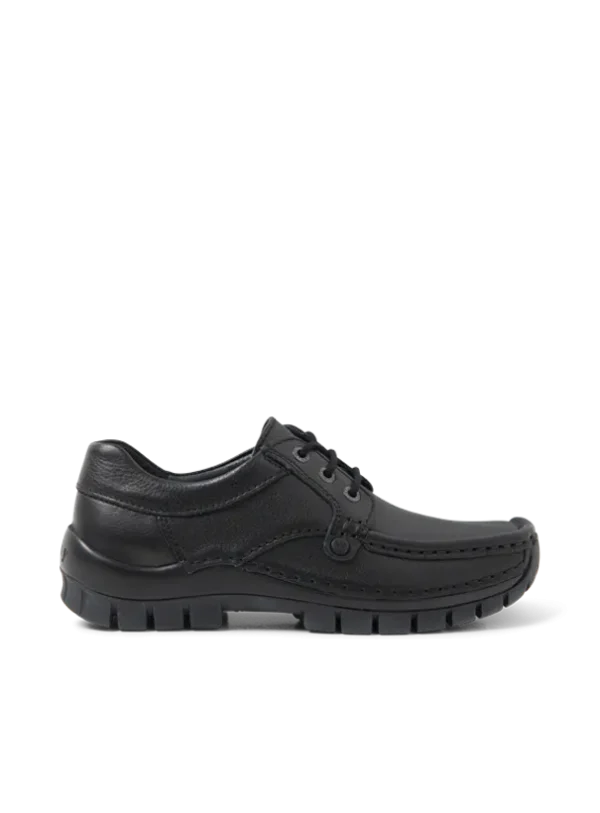 Wolky Seamy Fly - zwart leer Veterschoenen voor dames