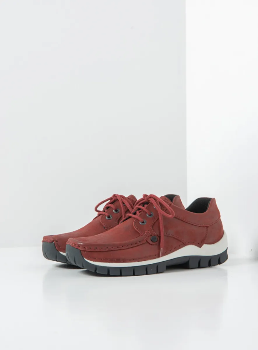 Wolky Seamy Fly - kersenrood effectleer Comfort schoenen voor dames