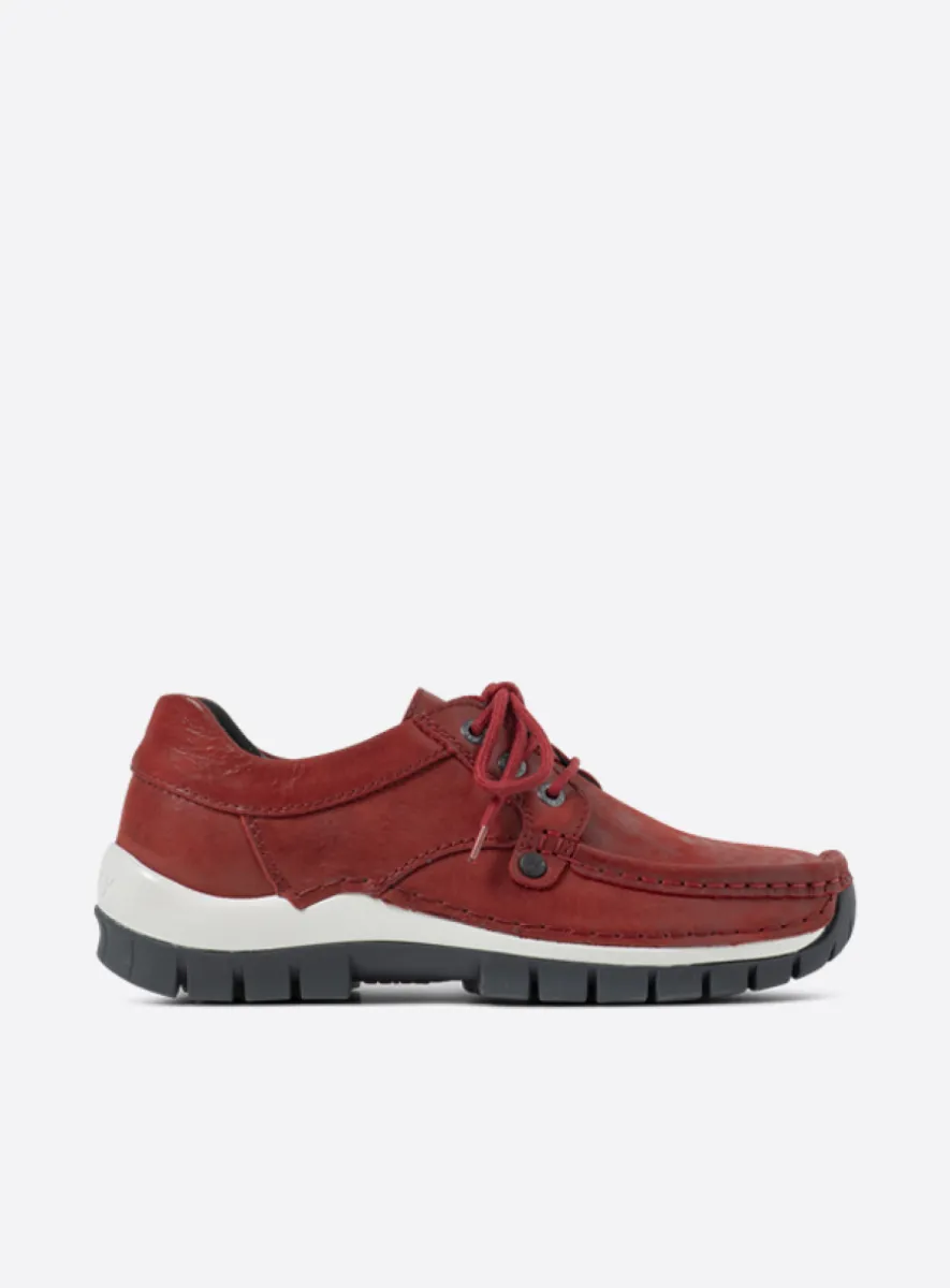 Wolky Seamy Fly - kersenrood effectleer Comfort schoenen voor dames