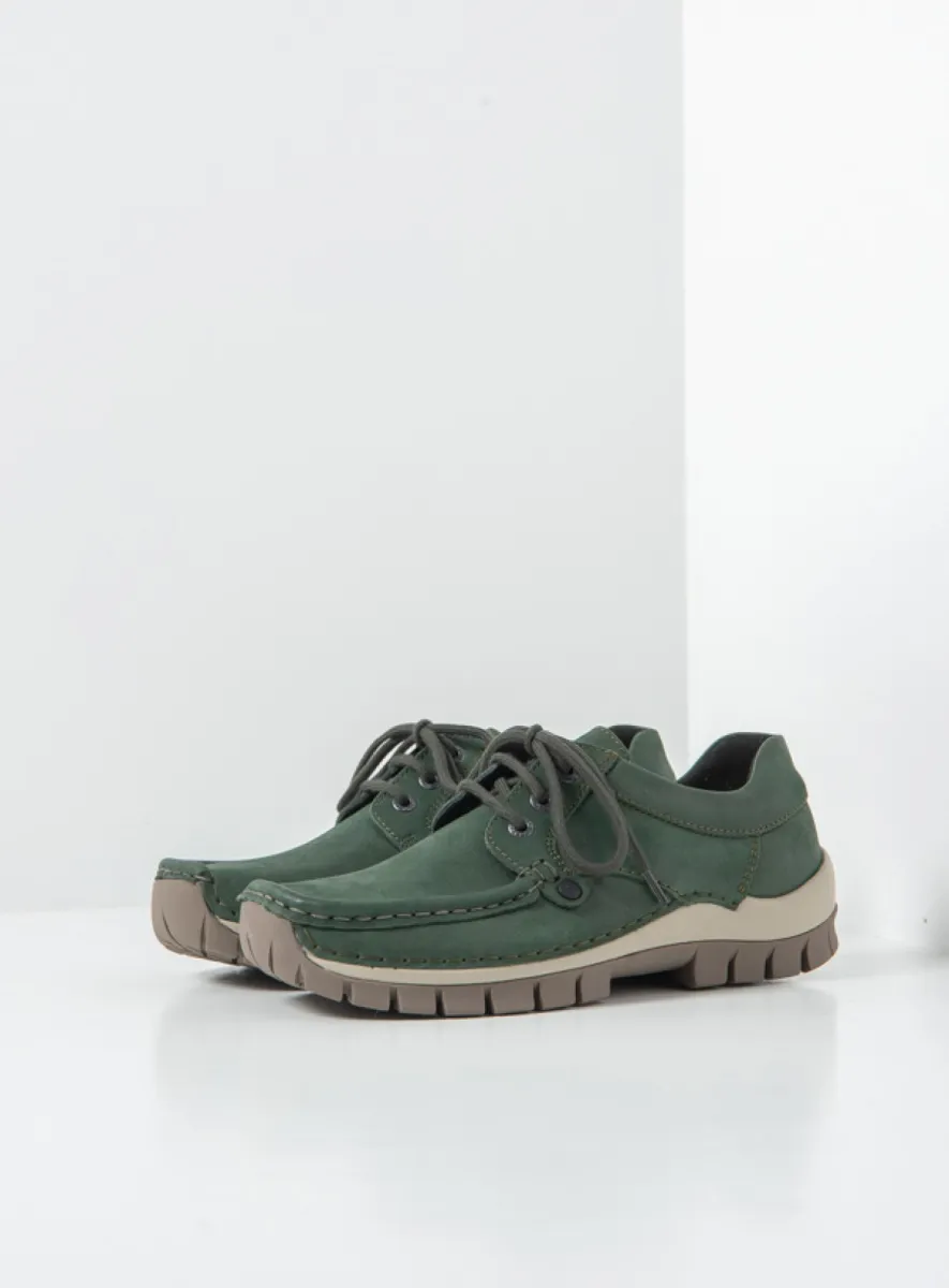 Wolky Seamy Fly - groen effectleer Comfort schoenen voor dames