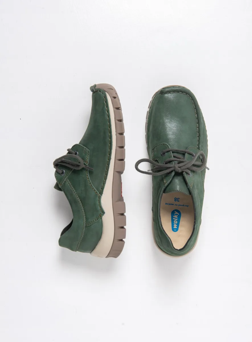 Wolky Mocassin-maakwijze 04734 Seamy Fly 36719 groen effectleer