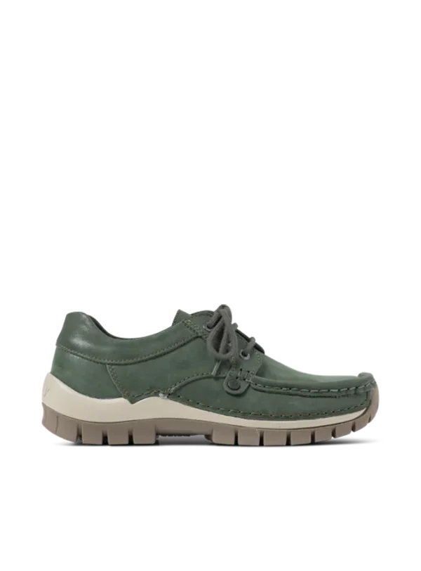 Wolky Seamy Fly - groen effectleer Veterschoenen voor dames
