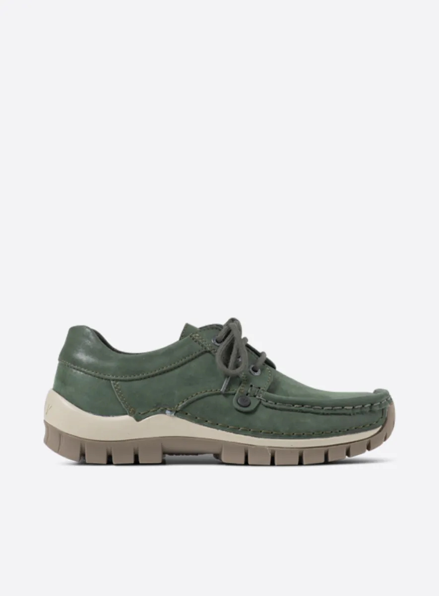 Wolky Seamy Fly - groen effectleer Comfort schoenen voor dames