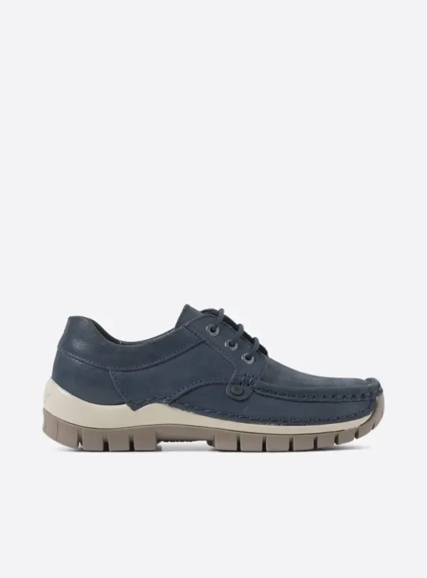 Wolky Seamy Fly - denimblauw effectleer Veterschoenen voor dames