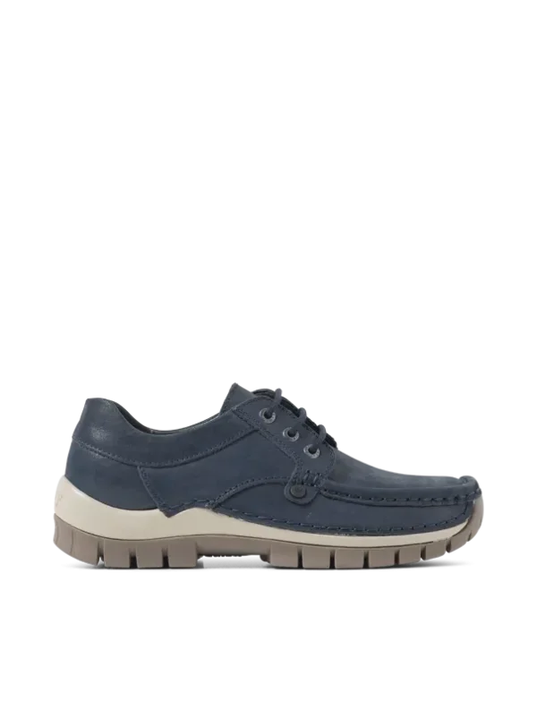 Wolky Seamy Fly - denimblauw effectleer Veterschoenen voor dames