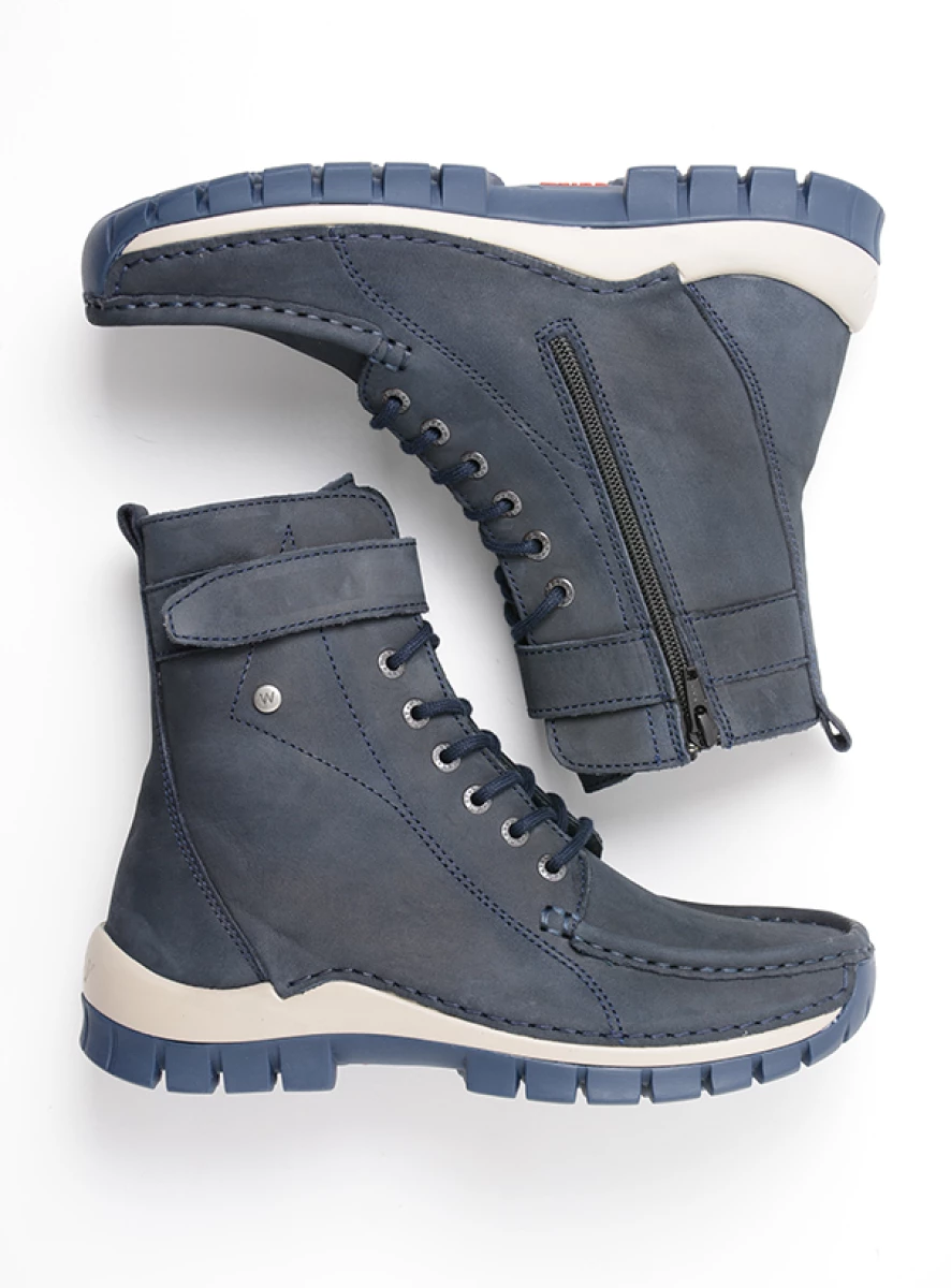 wolky hoge veterschoenen 04738 reach 16800 blauw nubuck top