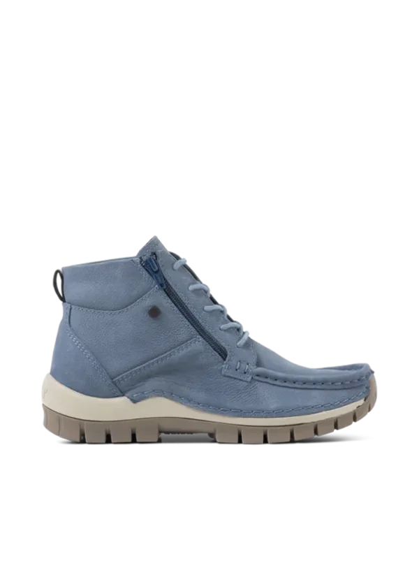 Wolky Boost - jeansblauw nubuck Hoge veterschoenen voor dames