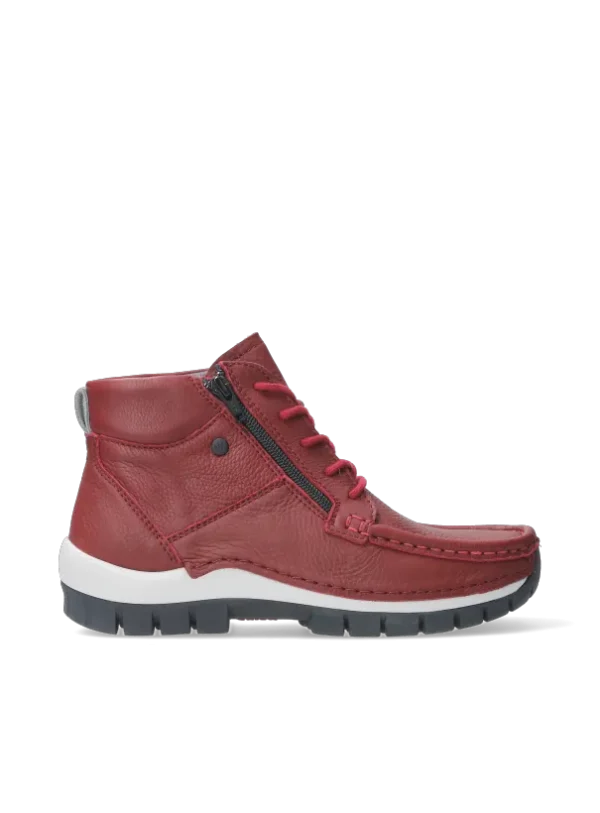 Wolky Boost - kersenrood leer Hoge veterschoenen voor dames