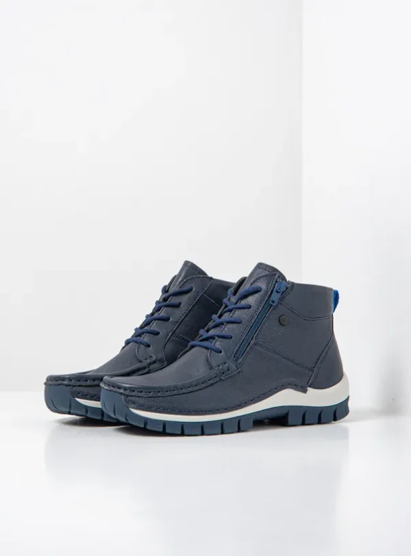 Wolky Boost - denim leer Hoge veterschoenen voor dames