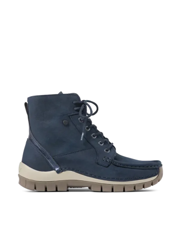 Wolky Vibe - blauw nubuck Hoge veterschoenen voor dames