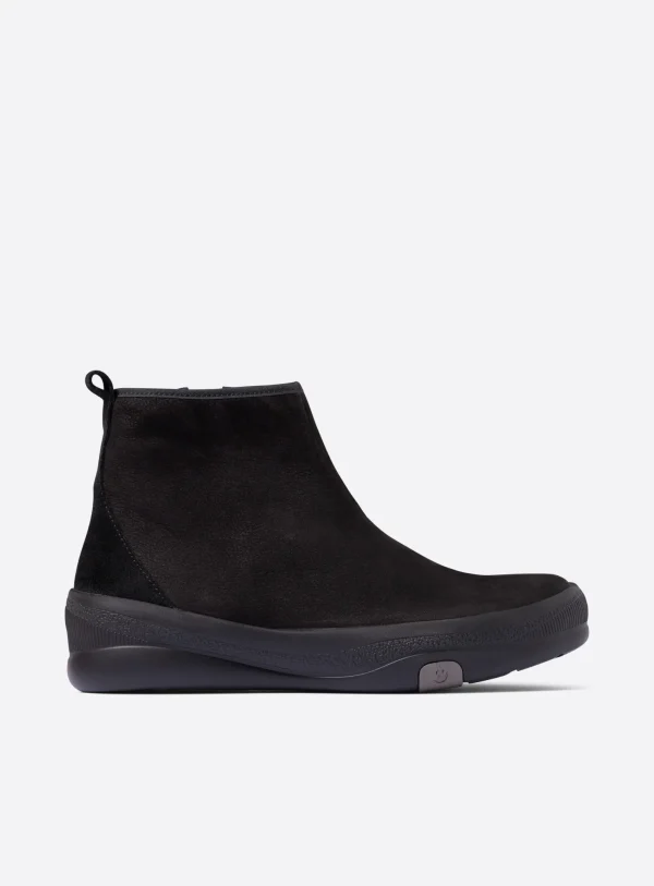 Wolky Pulse - zwart nubuck Enkellaarsjes voor dames