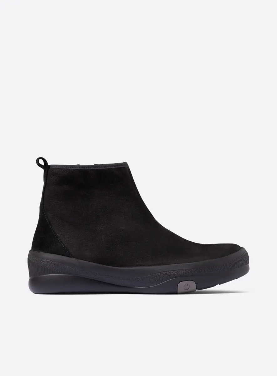 Wolky Pulse - zwart nubuck Enkellaarsjes voor dames