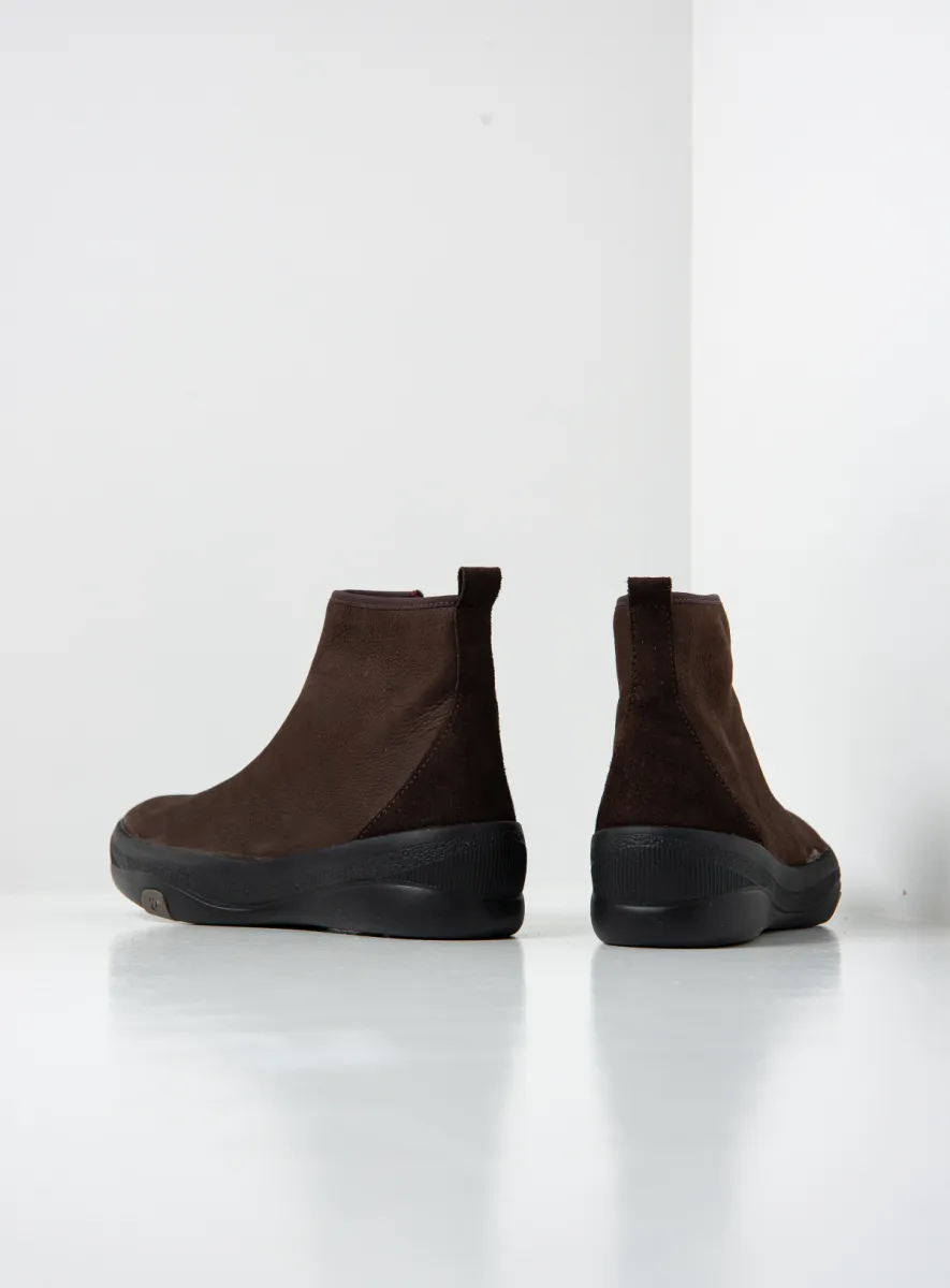 Wolky Pulse - bruin nubuck Enkellaarsjes voor dames