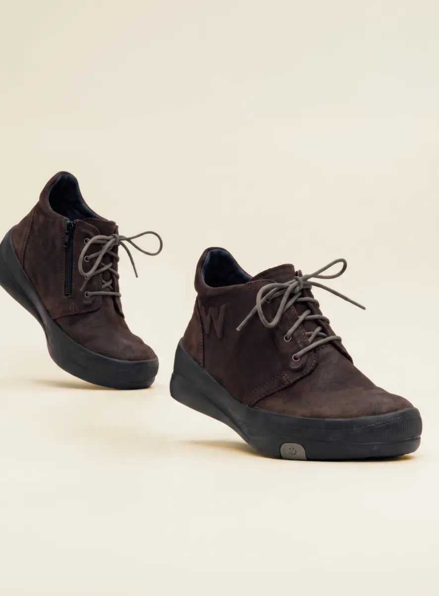 Wolky Fuse - cognac nubuck Hoge veterschoenen voor dames