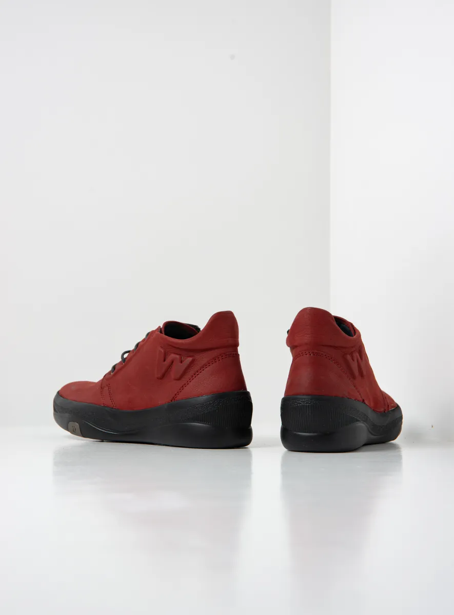 Wolky Fuse - bordeauxrood nubuck Hoge veterschoenen voor dames
