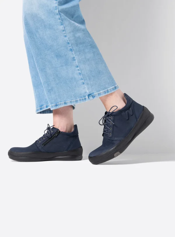 Wolky Fuse - blauw nubuck Hoge veterschoenen voor dames