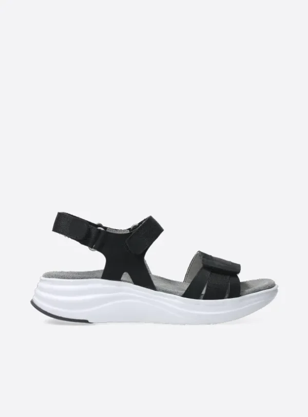 Wolky Miku - zwart nubuck Sandalen voor dames