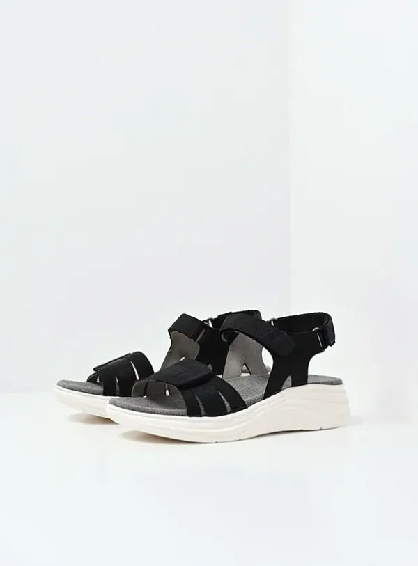 Wolky Miku - zwart nubuck Sandalen voor dames