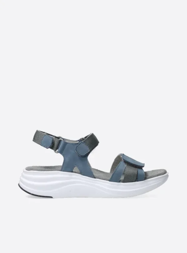Wolky Miku - jeansblauw nubuck Sandalen voor dames