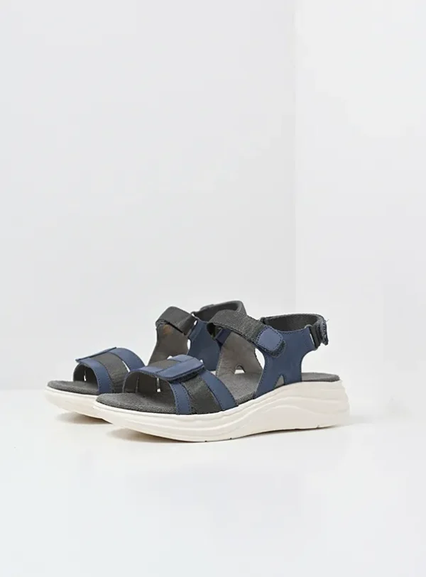 Wolky Miku - jeansblauw nubuck Sandalen voor dames