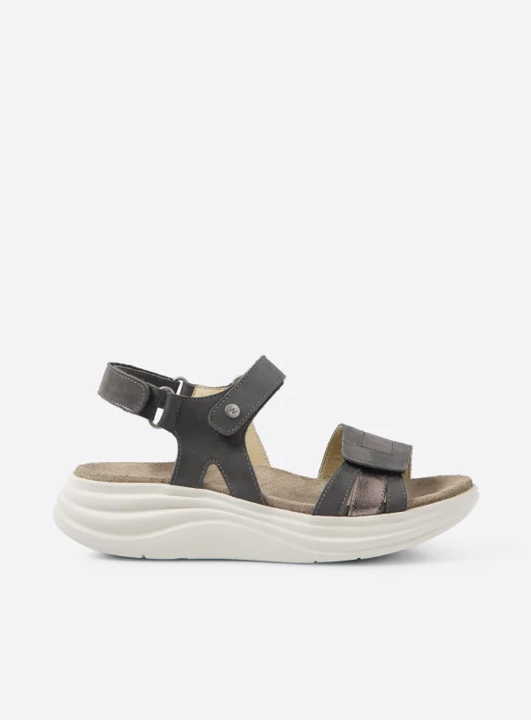 Wolky Miku - asfalt effectleer Sandalen voor dames