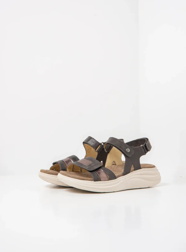 Wolky Miku - asfalt effectleer Sandalen voor dames