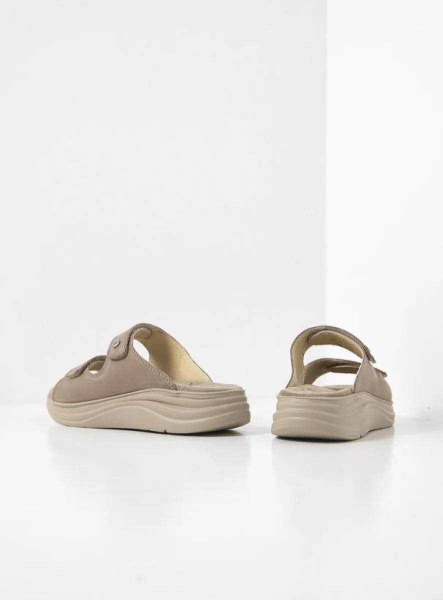 Wolky Airo - taupe nubuck Slippers voor dames