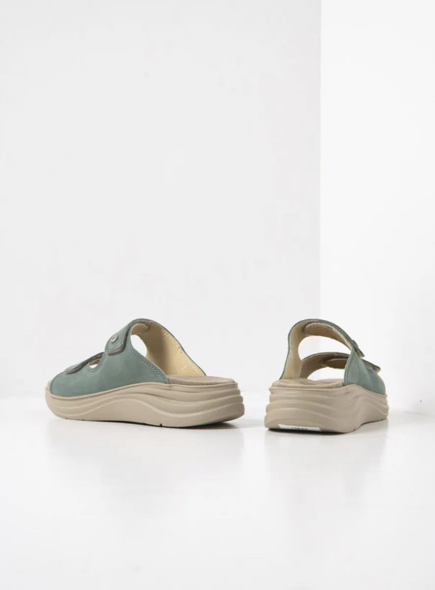 Wolky Airo - saliegroen nubuck Slippers voor dames