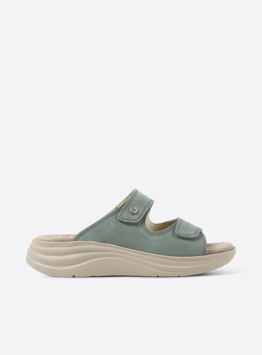Wolky Airo - saliegroen nubuck Slippers voor dames