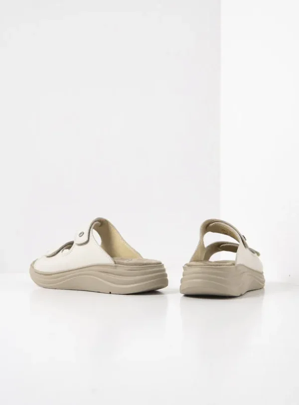 Wolky Airo - offwhite leer Slippers voor dames