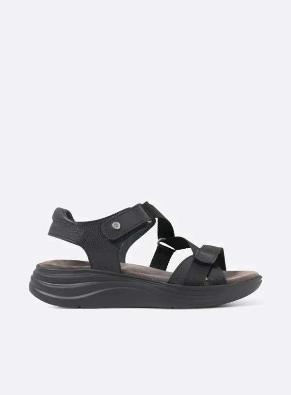 Wolky Skyrise - zwart leer Sandalen voor dames