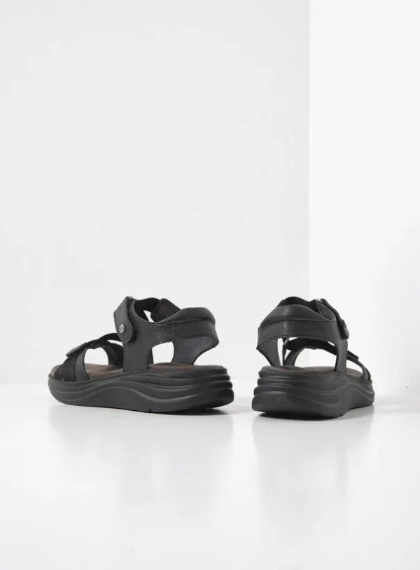 Wolky Skyrise - zwart leer Sandalen voor dames