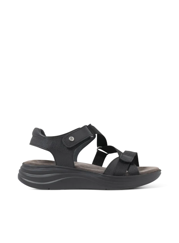 Wolky Skyrise - zwart leer Sandalen voor dames