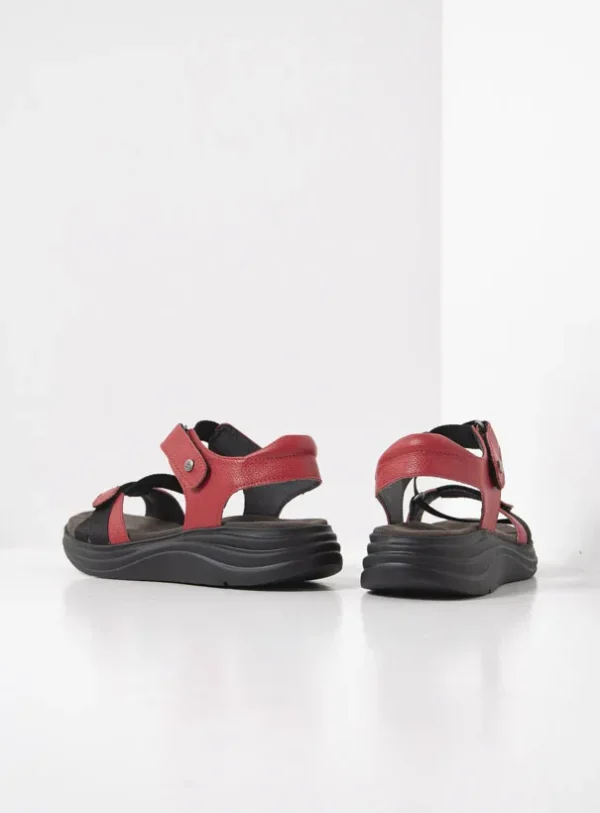 Wolky Skyrise - rood leer Sandalen voor dames