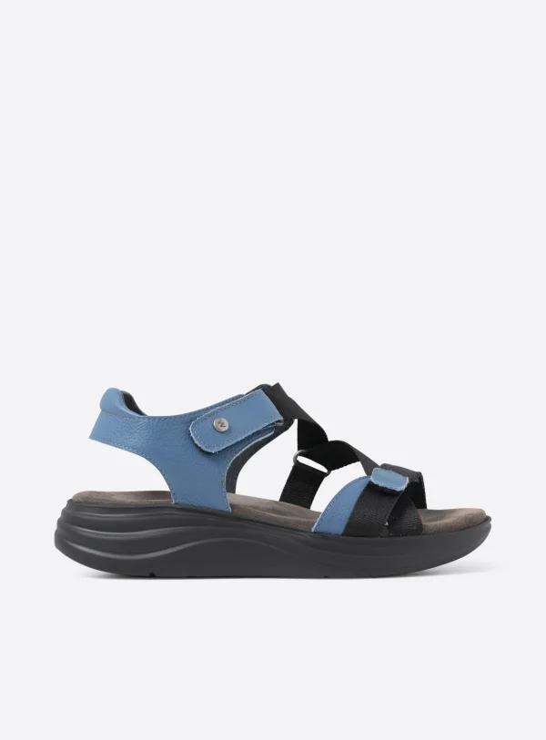 Wolky Skyrise - jeansblauw leer Sandalen voor dames