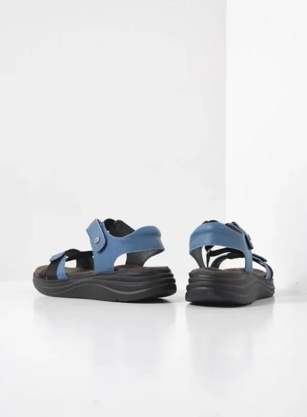 Wolky Skyrise - jeansblauw leer Sandalen voor dames