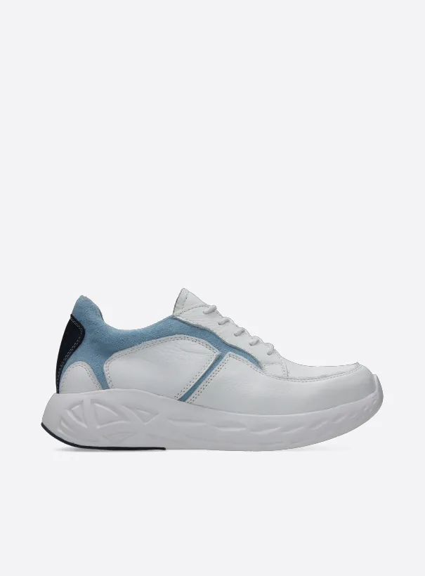 Wolky Bounce - wit/lichtblauw leer Sneakers voor dames
