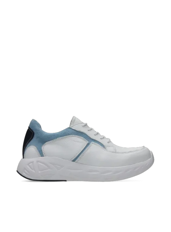 Wolky Bounce - wit/lichtblauw leer Sneakers voor dames