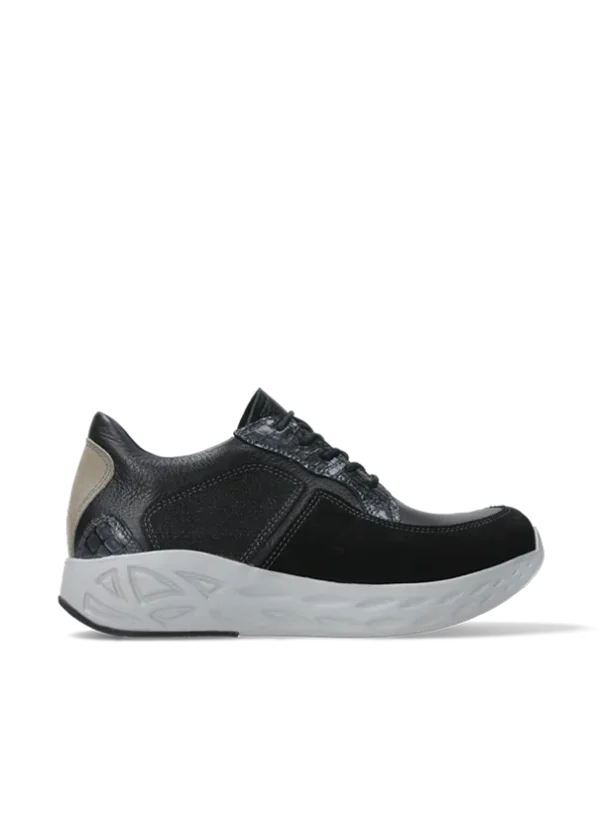 Wolky Bounce - zwart combi leer Sneakers voor dames