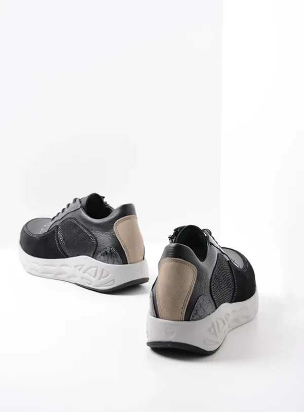 Wolky Bounce - zwart combi leer Sneakers voor dames