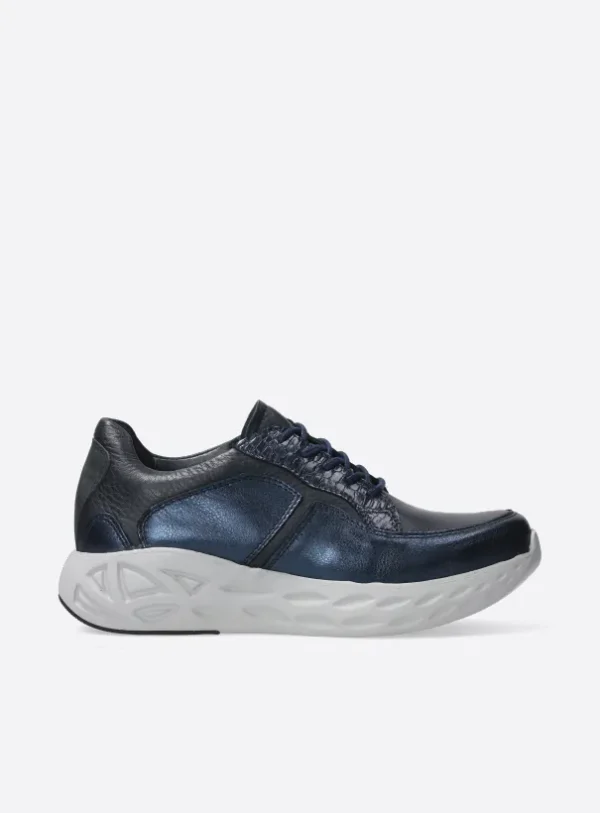 Wolky Bounce - marineblauw combi leer Sneakers voor dames