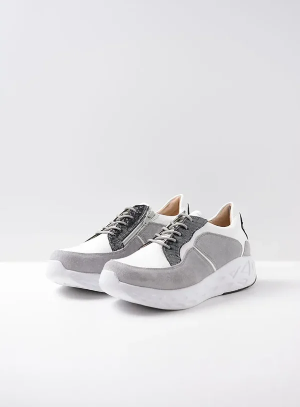 Wolky Bounce - wit/grijs combi leer Sneakers voor dames