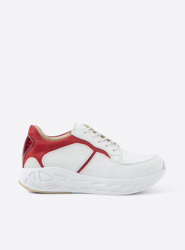 Wolky Bounce - wit/rood combi leer Sneakers voor dames