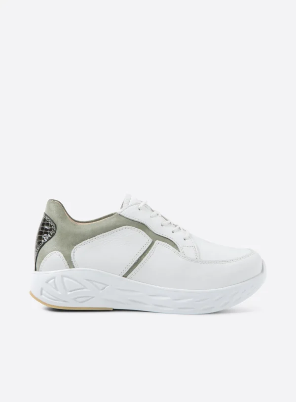 Wolky Bounce - wit/saliegroen combi leer Sneakers voor dames