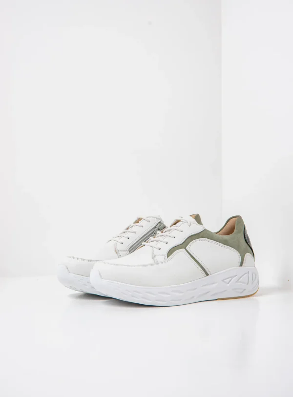 Wolky Bounce - wit/saliegroen combi leer Sneakers voor dames