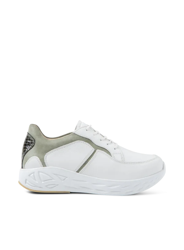 Wolky Bounce - wit/saliegroen combi leer Sneakers voor dames