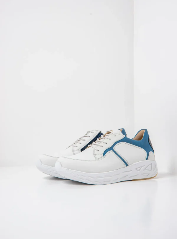 Wolky Bounce - wit/blauw combi leer Sneakers voor dames